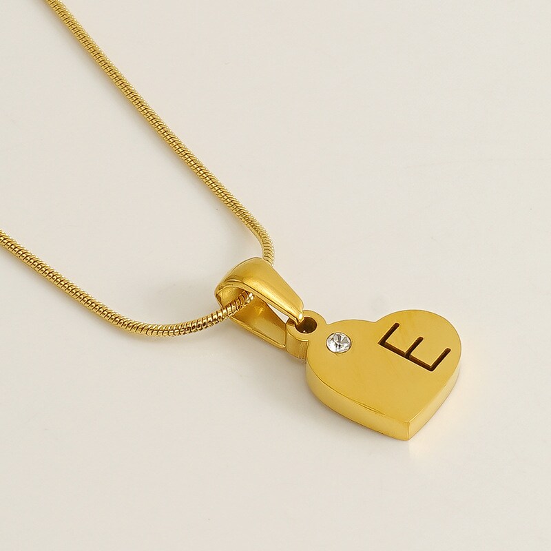 Gold color / 1 Piece Simple Series Simple Letter E Stainless Steel 18K Gold Plated Rhinestone Unisex Pendant Necklaces Picture5